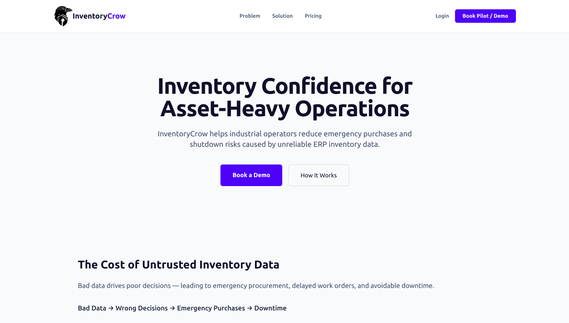 Inventory Crow SaaS preview